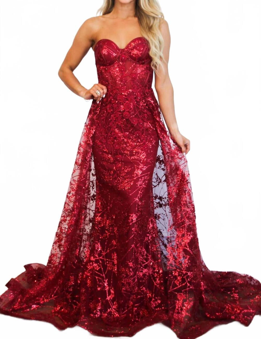 NEW CINDERELLA DIVINE sealed with a kiss sparkly bustier cape formal dress in de